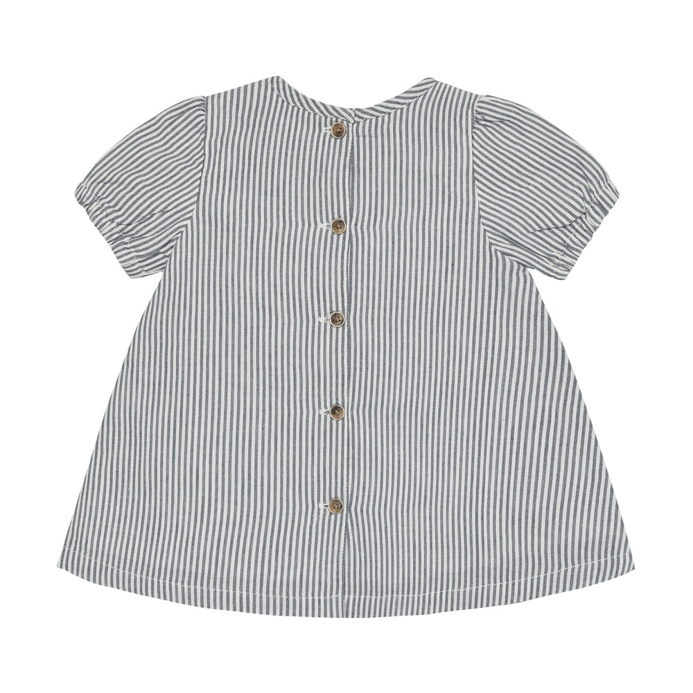 Huttelihut Robe rayée à manches courtes – légère et estivale – bleu marine foncé