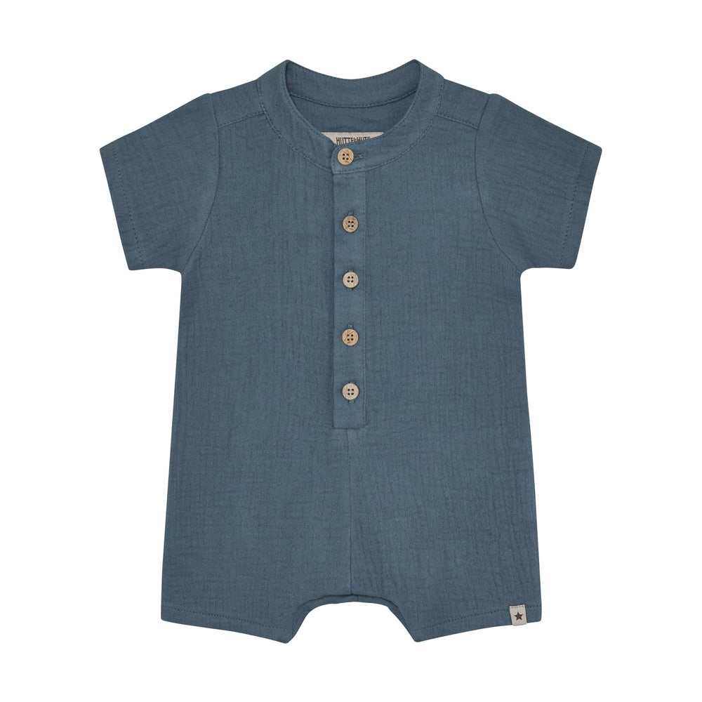 Combinaison en mousseline à manches courtes – douce combinaison bébé – bleu marine foncé
