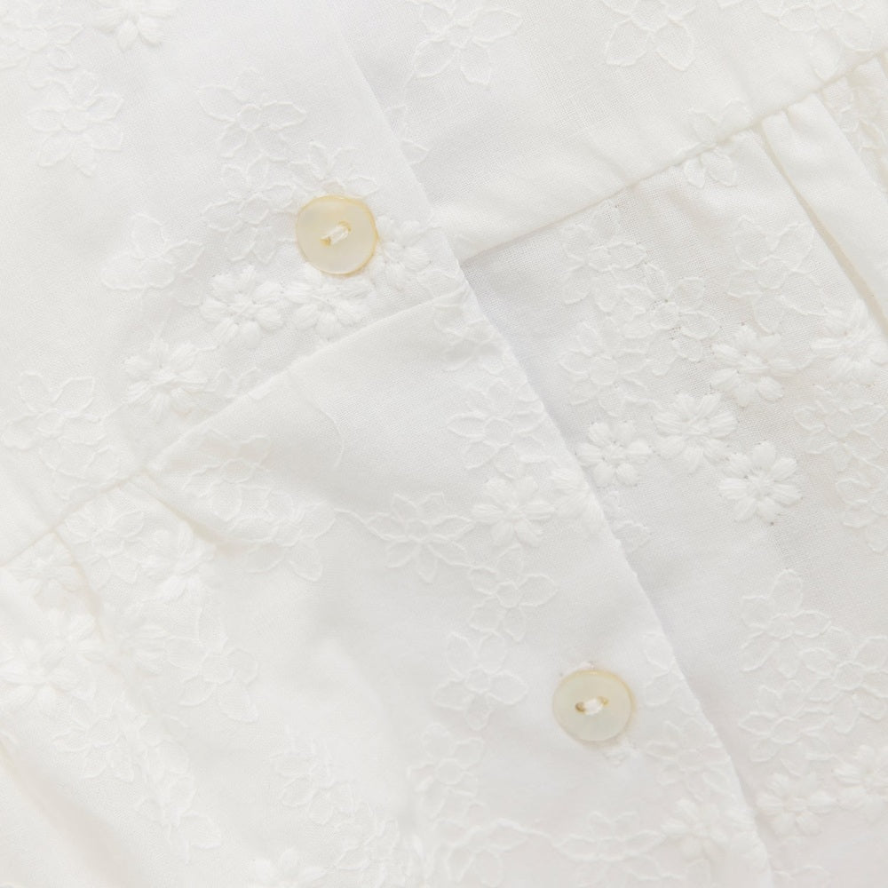 Huttelihut Robe brodée à manches courtes – élégante robe pour enfant – blanc