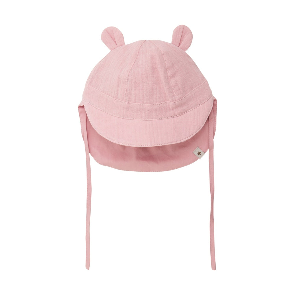 Huttelihut Chapeau d’été en mousseline avec oreilles – chapeau léger pour bébé – rose