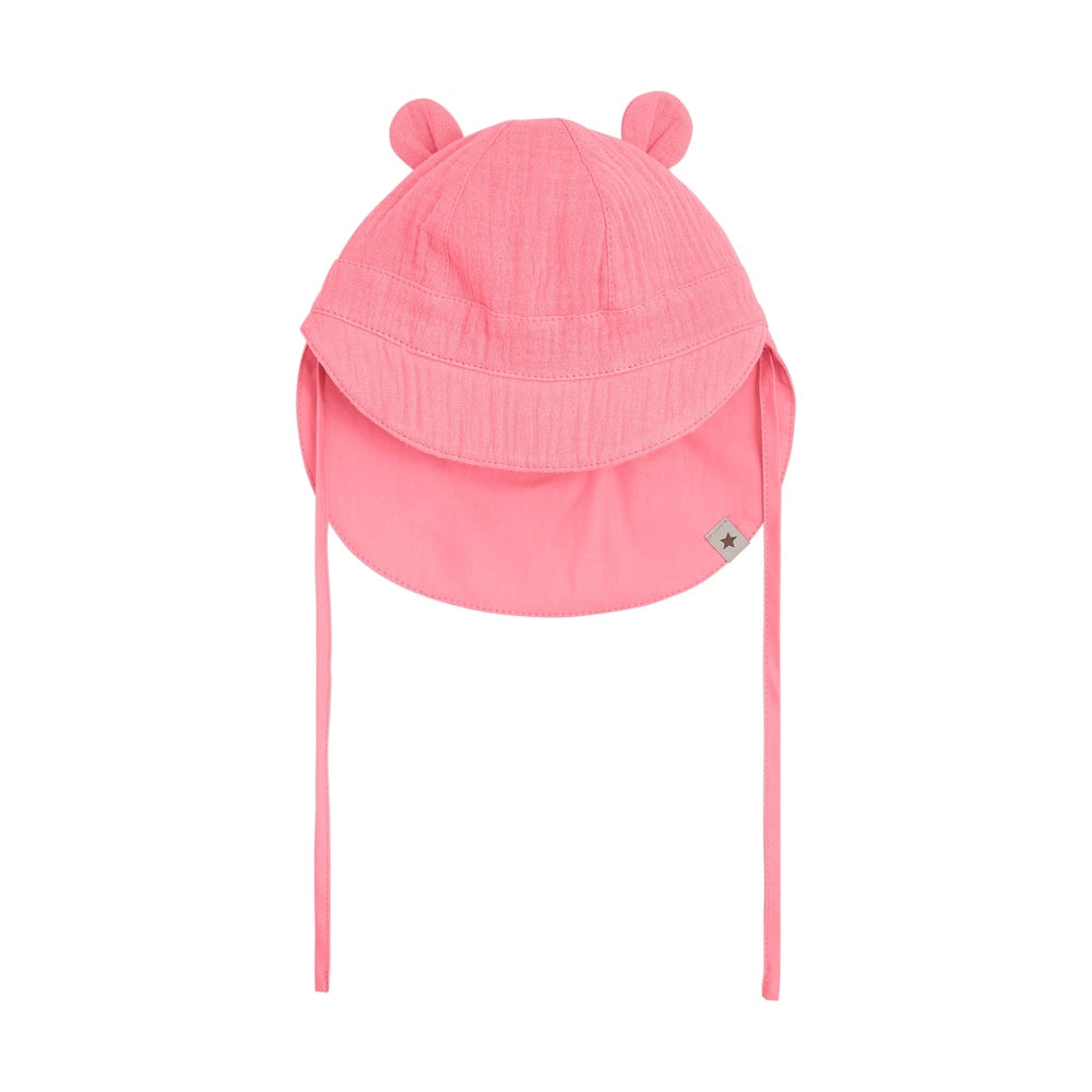 Huttelihut Chapeau d'été en mousseline avec oreilles – chapeau bébé léger – rose