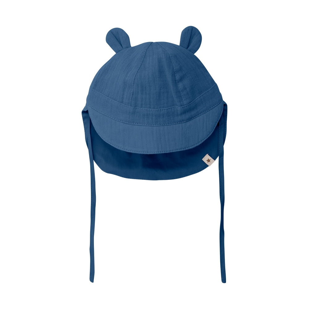 Huttelihut Chapeau d'été en mousseline avec oreilles – chapeau bébé léger – bleu marine foncé