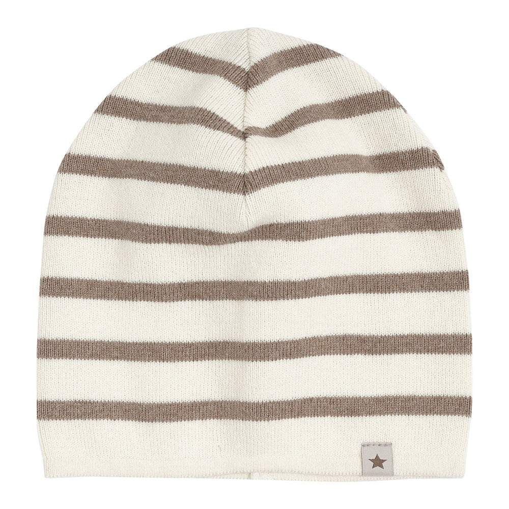Huttelihut Bonnet en maille rayé – marron