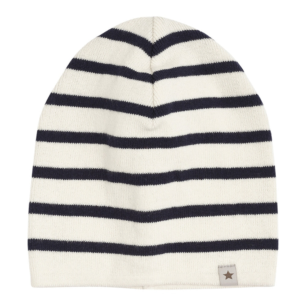 Huttelihut Bonnet en maille rayée – bleu marine foncé