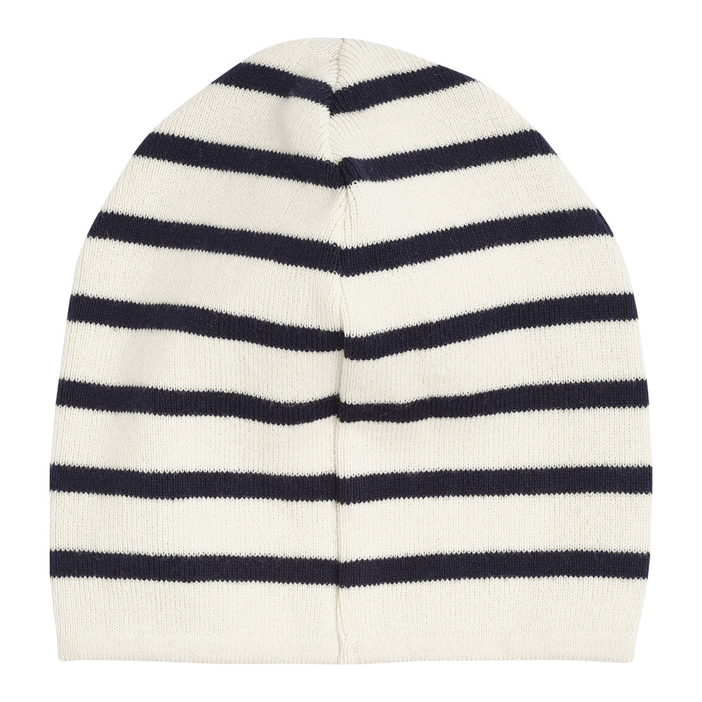 Huttelihut Bonnet en maille rayé – bleu marine foncé