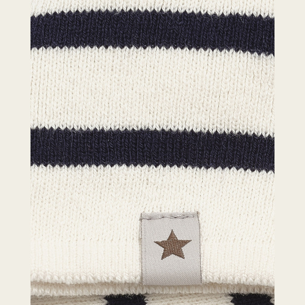 Huttelihut Bonnet en maille rayé – bleu marine foncé
