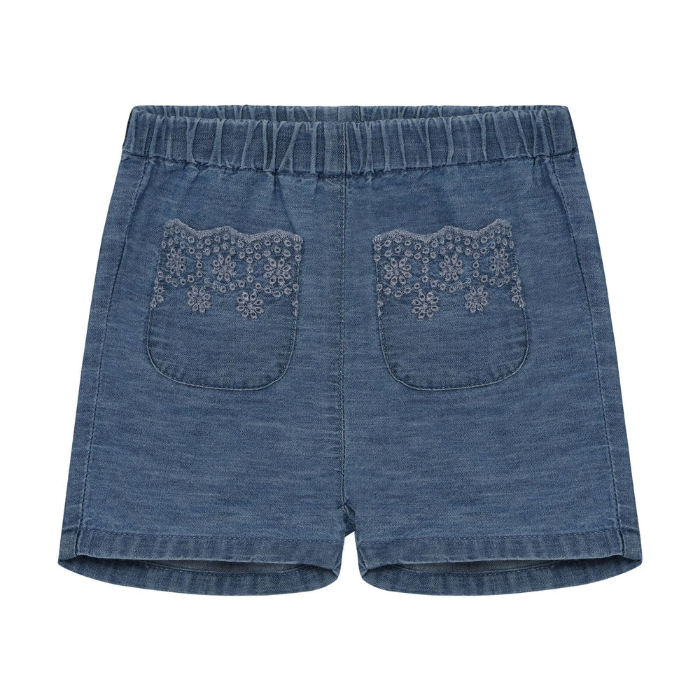 Shorts Chambray en denim délavé