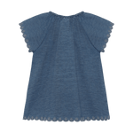 Minymo Blouse à manches courtes en chambray denim délavé