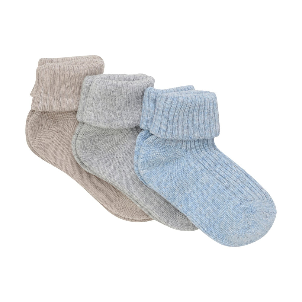 Minymo Chaussettes bébé côtelées, lot de 3, Winter Sky