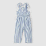 Laranjinha Salopette rayée en coton pour enfants - Bleu moyen