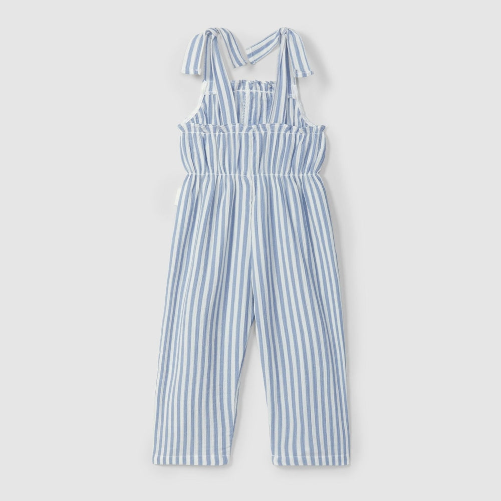 Laranjinha Salopette rayée en coton pour enfants - Bleu moyen