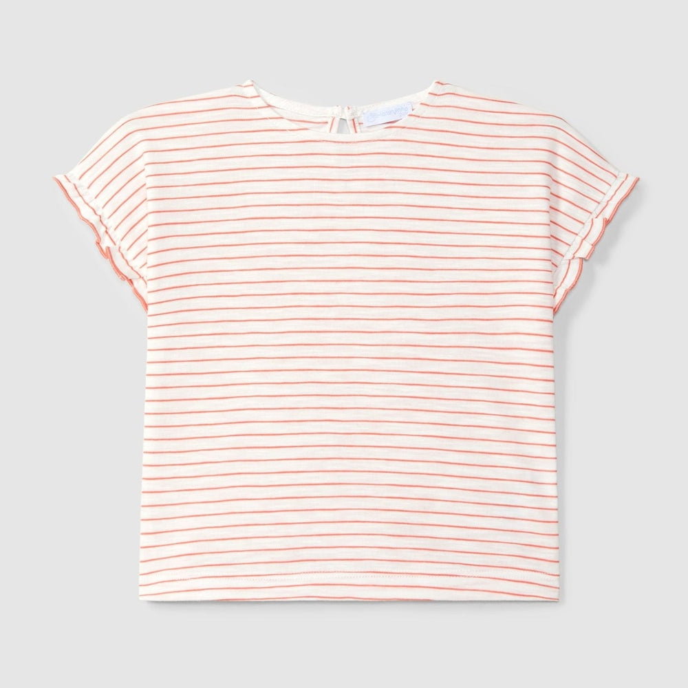 Laranjinha T-shirt en coton avec fleur pour enfants - Framboise
