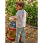 Laranjinha T-shirt en coton pour enfants "Nautic Club" - écru