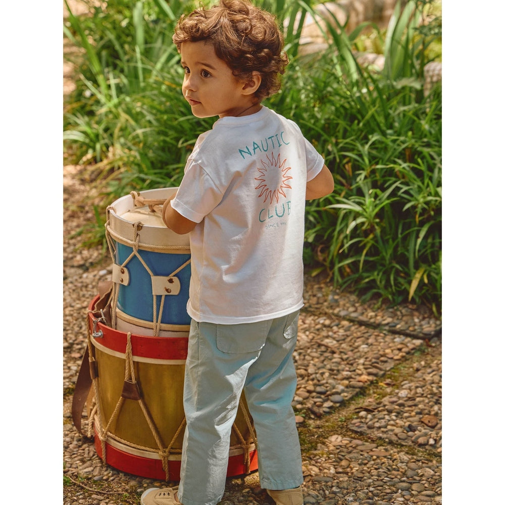 Laranjinha T-shirt en coton pour enfants "Nautic Club" - écru