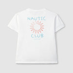 T-shirt en coton Laranjinha pour enfants « Nautic Club » - blanc cassé