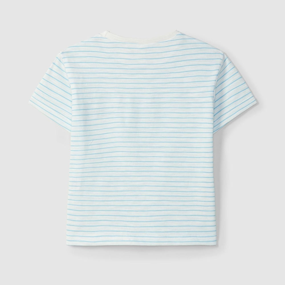 Laranjinha T-shirt rayé en coton pour enfants - turquoise