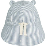 Liewood Gorm Chapeau de soleil réversible en seersucker pour enfants avec oreilles - Y/D Stripe Blue Wave / Crème De La Crème