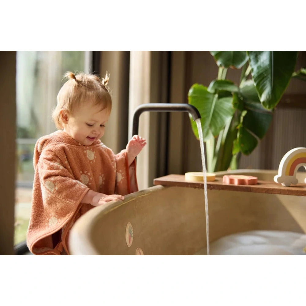 Poncho de bain Jollein en éponge jacquard Sun réversible