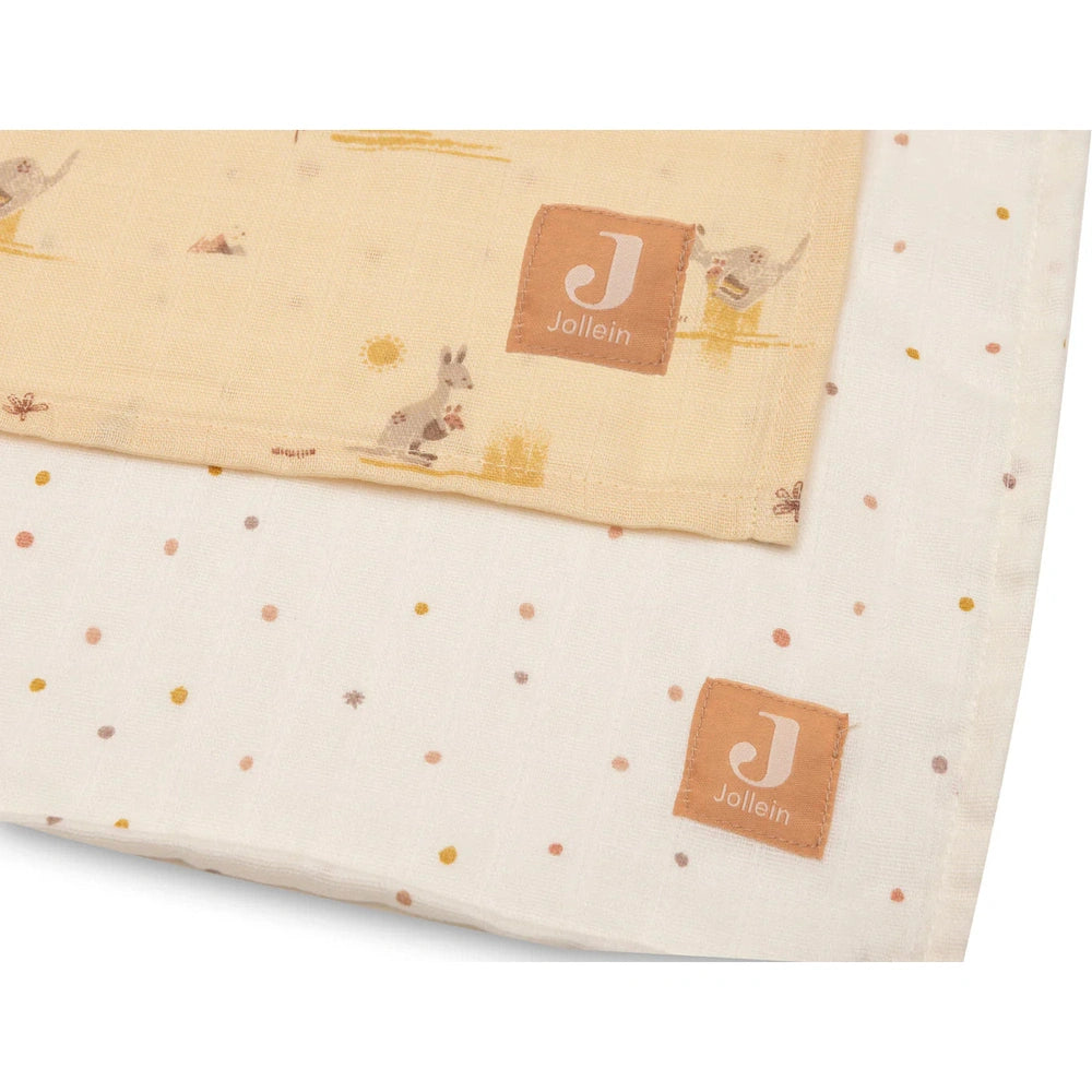 Lange hydrophile Jollein grand format 115x115cm Kangourous