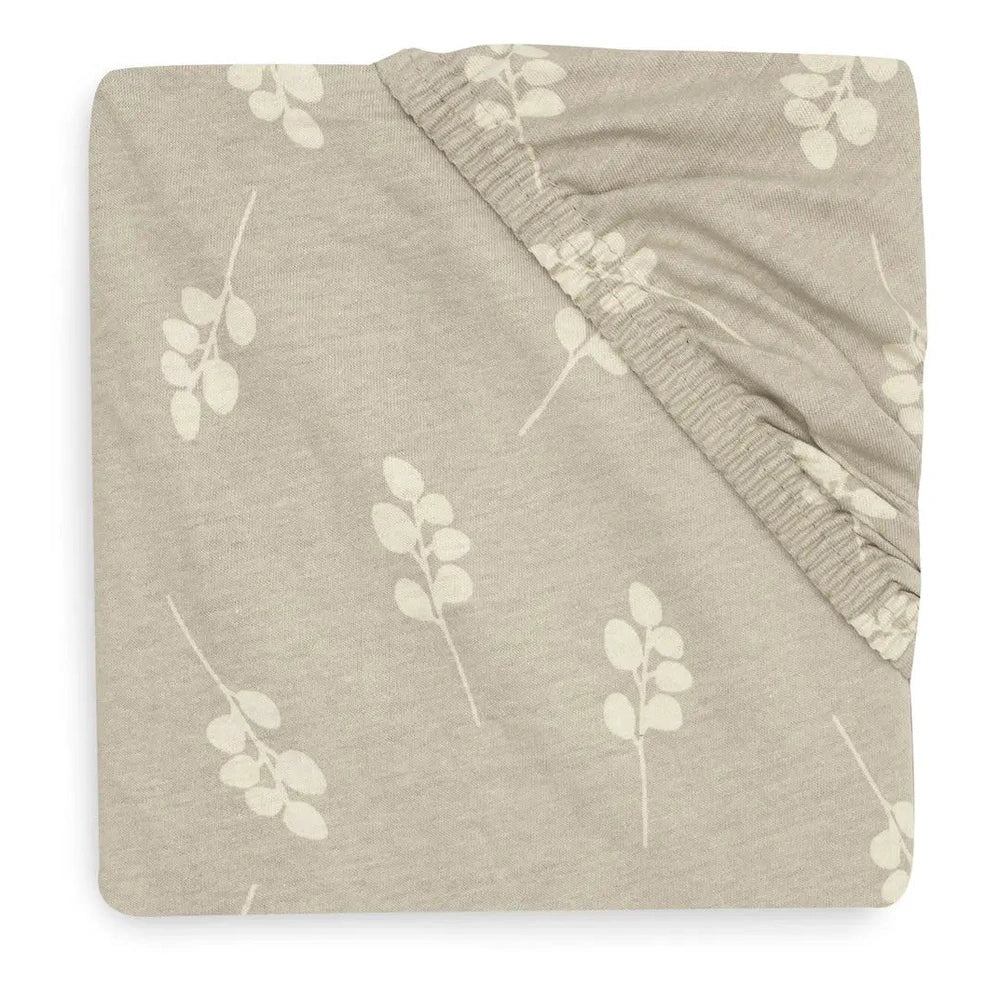 Drap-housse Jollein Twig vert olive 70/75x140/150cm