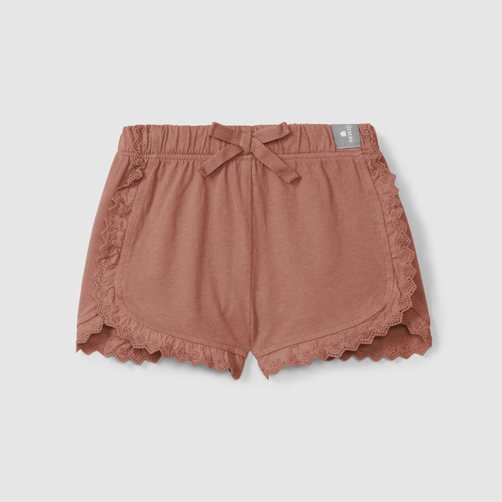 Shorts ajustés terracotta à volants