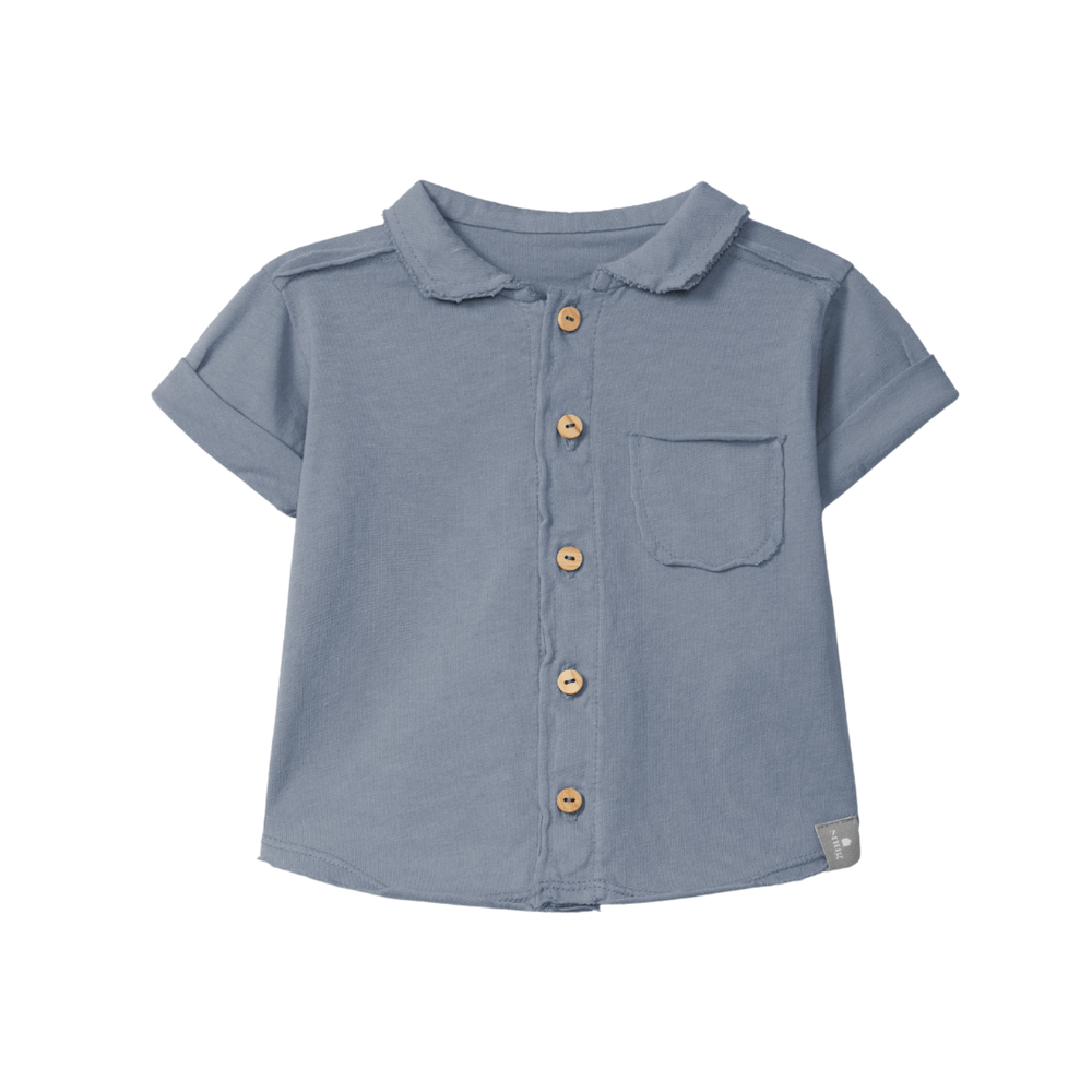 Polo en coton ajusté - Indigo