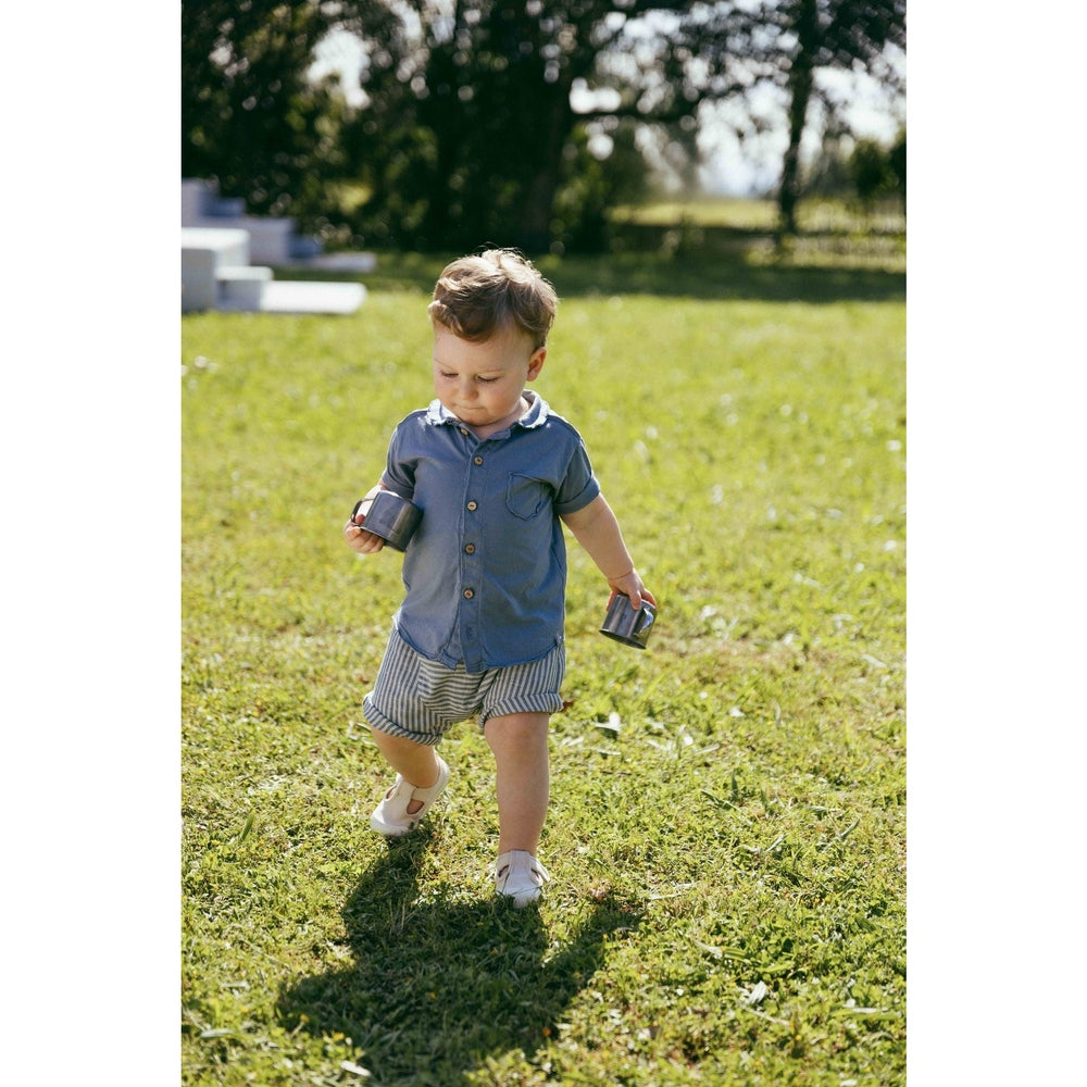 Polo en coton ajusté - Indigo