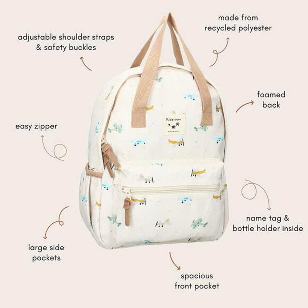 Sac à dos Kidzroom Small Talk Avions - Beige