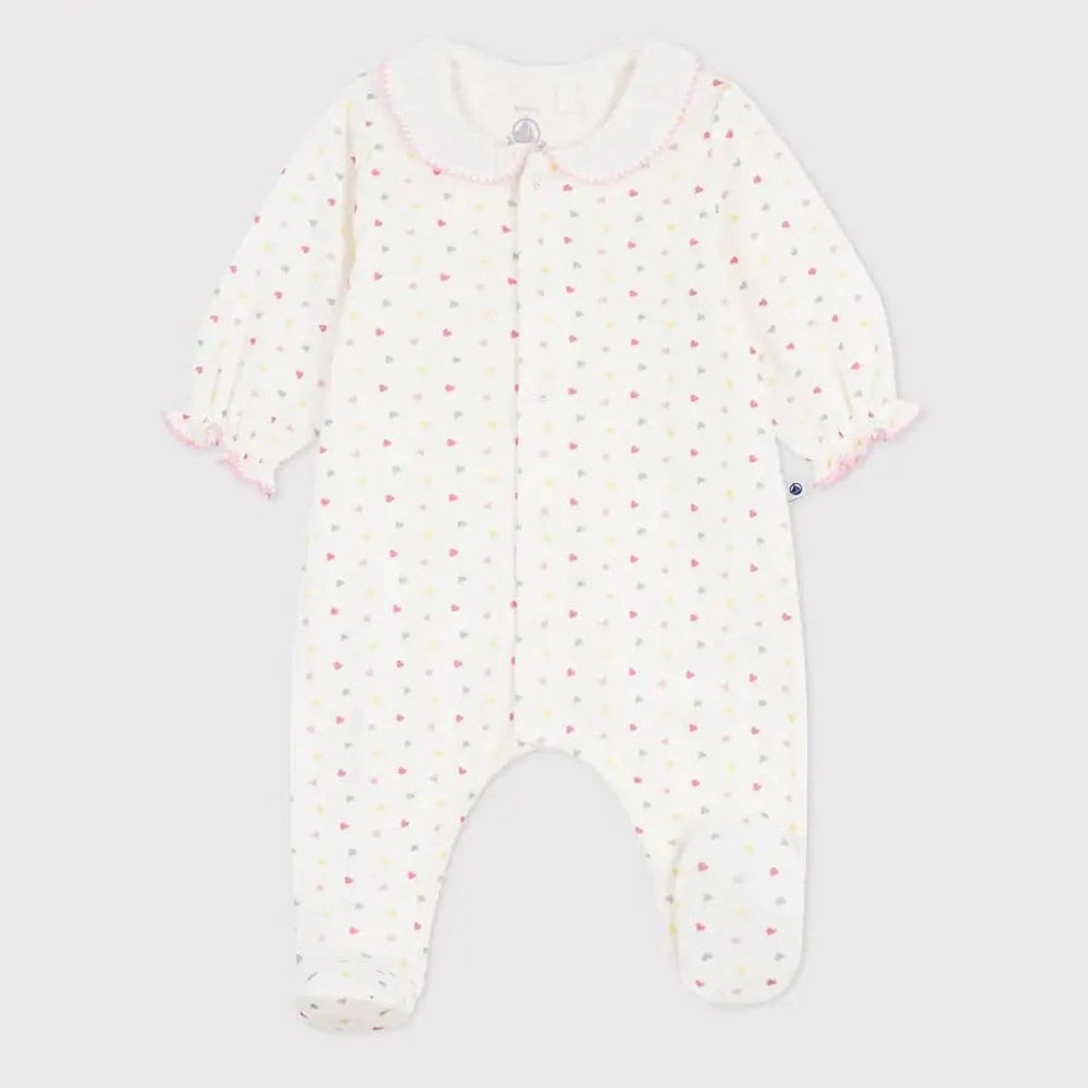 Pyjama bébé en tubique avec col fleuri