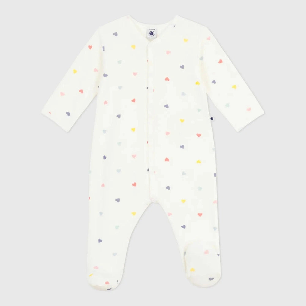 Pyjama bébé en velours à imprimé cœurs