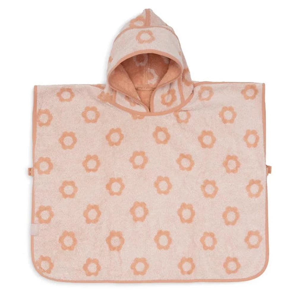 Jollein Poncho de bain en éponge jacquard réversible - Fleur