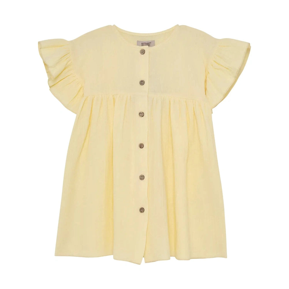 Huttelihut Robe en mousseline à manches courtes – robe enfant légère – sable