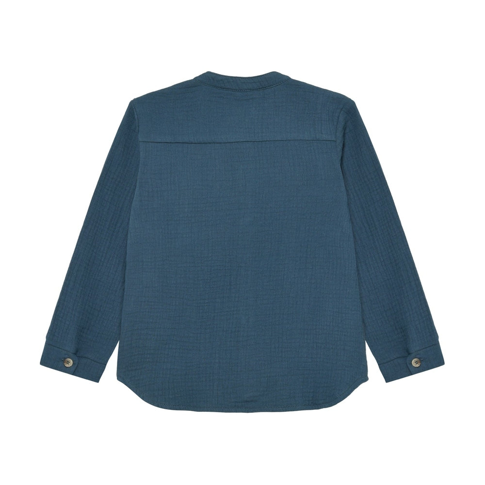 Huttelihut Chemise en mousseline à manches longues – Coton respirant – Bleu marine foncé