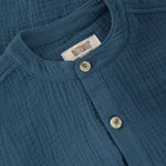 Huttelihut Chemise en mousseline à manches longues – coton respirant – bleu marine foncé