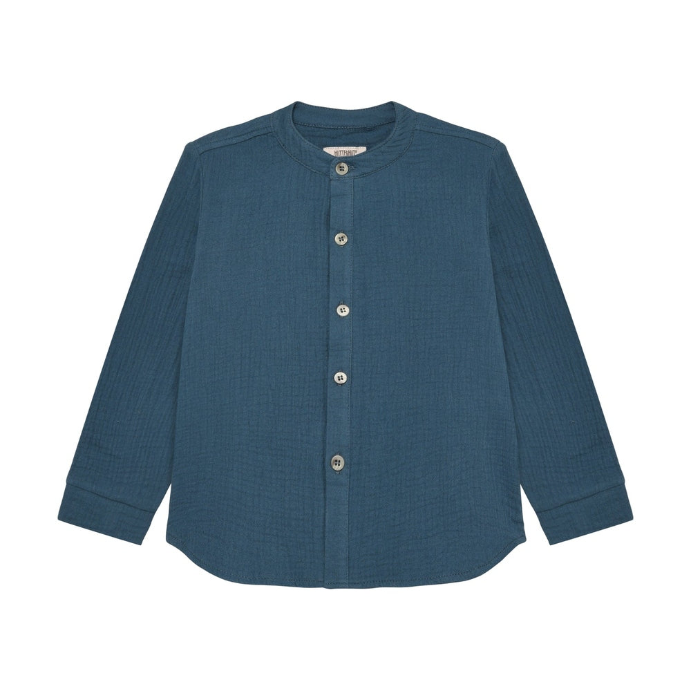 Huttelihut Chemise en mousseline à manches longues – Coton respirant – Bleu marine foncé