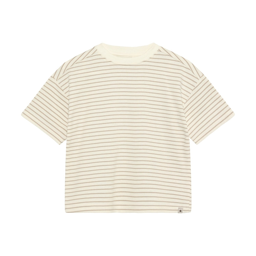 Huttelihut T-shirt rayé à manches courtes – doux et respirant – sable