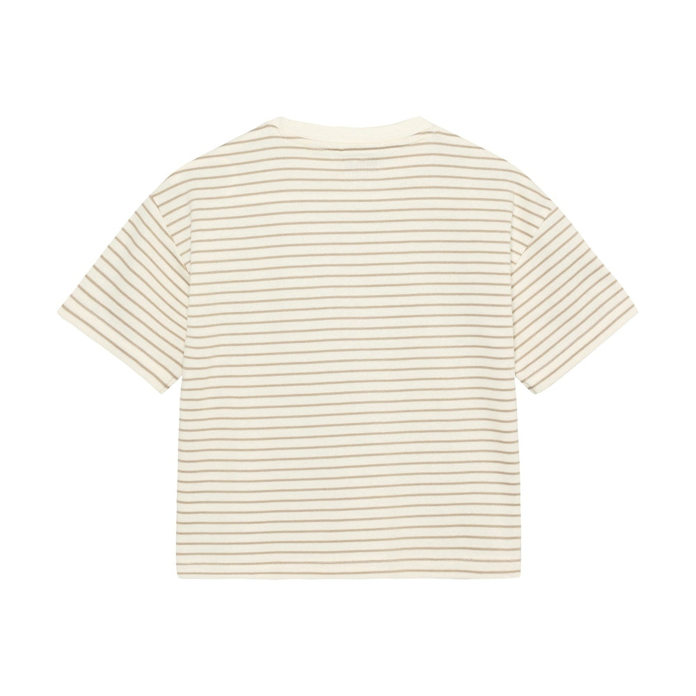 Huttelihut T-shirt rayé à manches courtes – doux & respirant – sable