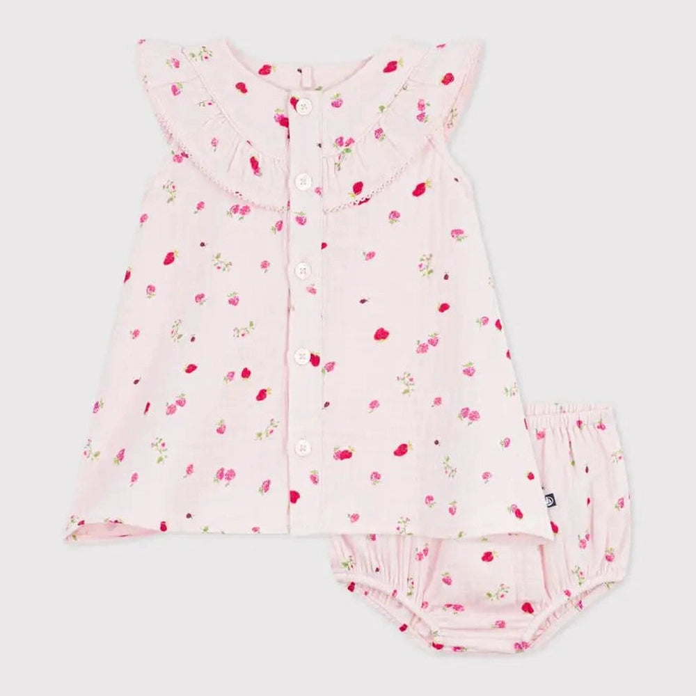 Petit Bateau | Robe bébé en coton à imprimé fleuri avec bloomer bouffant
