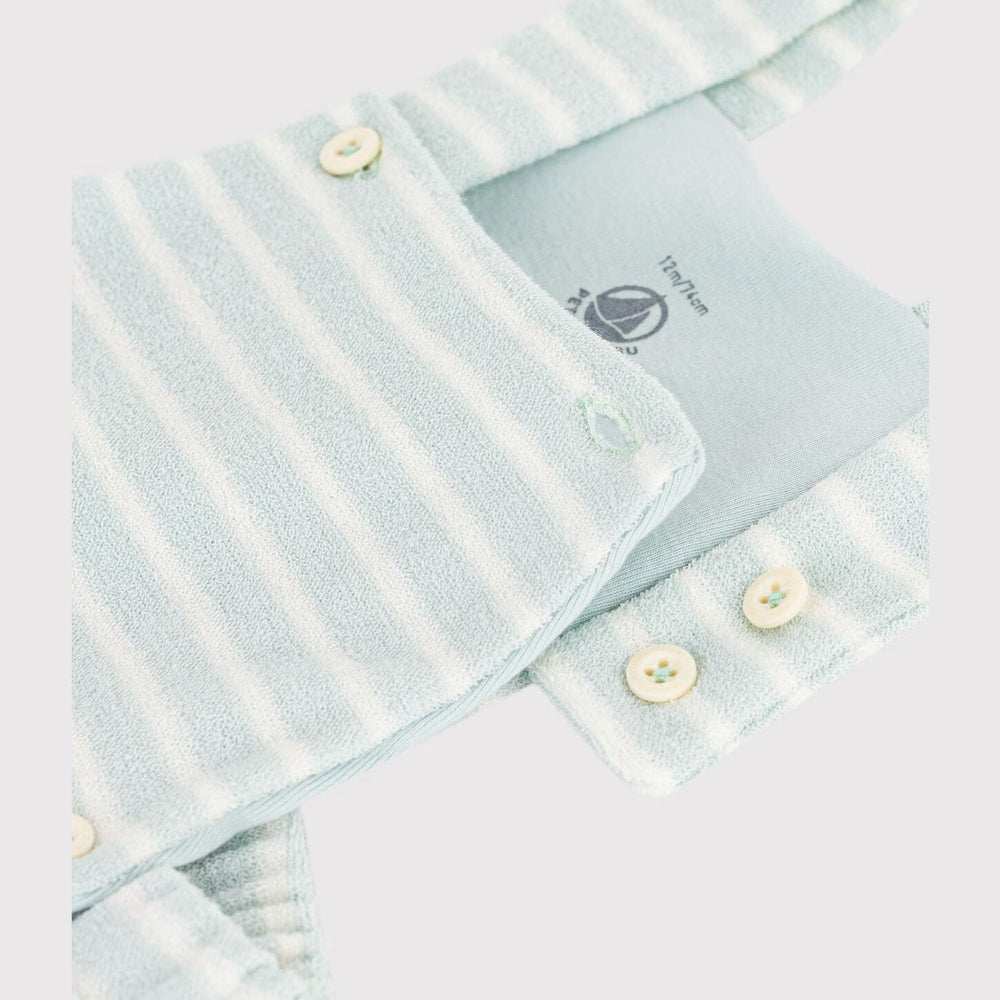 Petit Bateau | Grenouillère rayée pour bébé en éponge de coton