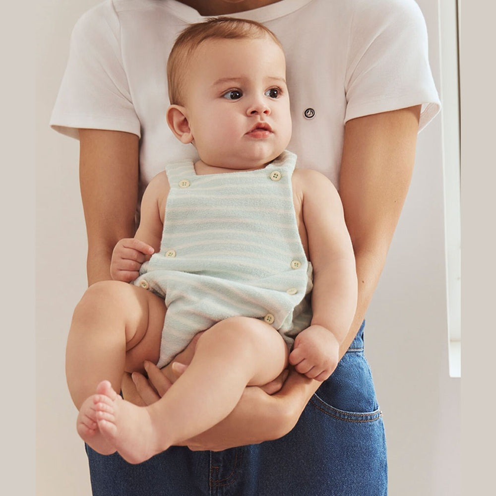 Petit Bateau | Grenouillère bébé rayée en éponge de coton
