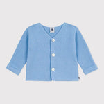 Petit Bateau | Petit gilet bleu en coton tricoté en point côtelé pour bébé