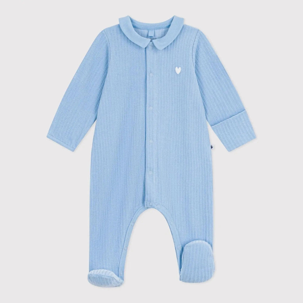 Petit Bateau | Pyjama bébé en velours avec petit cœur