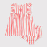 Petit Bateau | Robe bébé rayée en coton sans manches avec bloomer