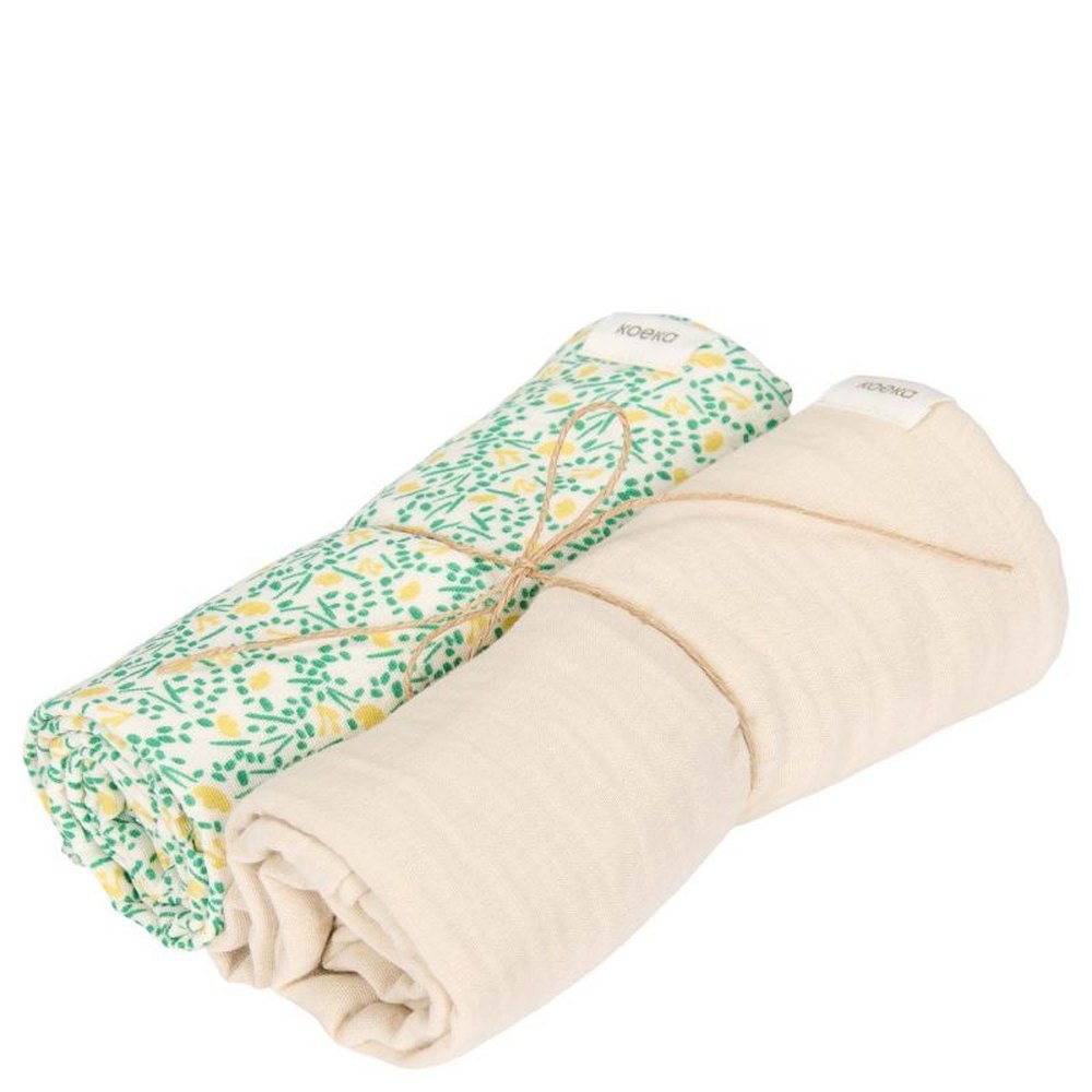 Lot de 2 langes hydrophiles Koeka Meadow 75x75 cm - blanc cassé