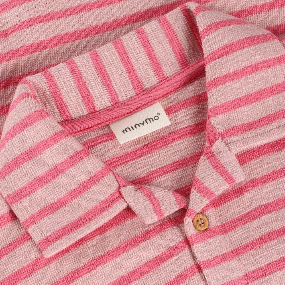 Minymo T-shirt polo à manches courtes rayé Rosy Tough