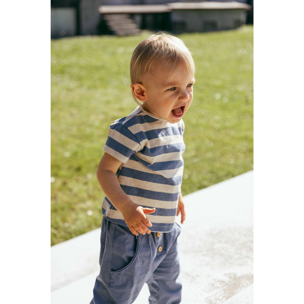 T-shirt en coton ajusté - Indigo