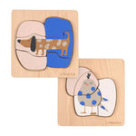 Lässig puzzle en bois, lot de 2 pièces - chien et oiseau