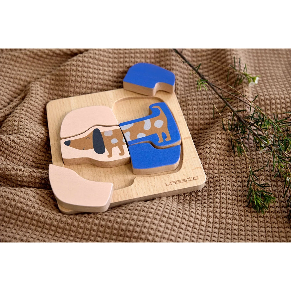 Set de 2 puzzles en bois Lässig - Chien, oiseau