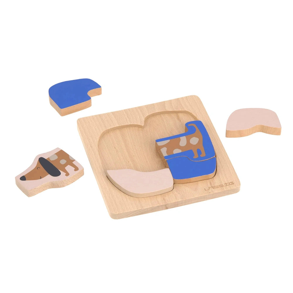 Lässig Set de puzzle en bois 2 pcs - Chien Oiseau
