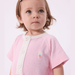 Petit Bateau Combinaison courte unie en coton pour bébé - Rose